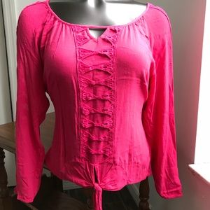 Hot pink long sleeved blouse